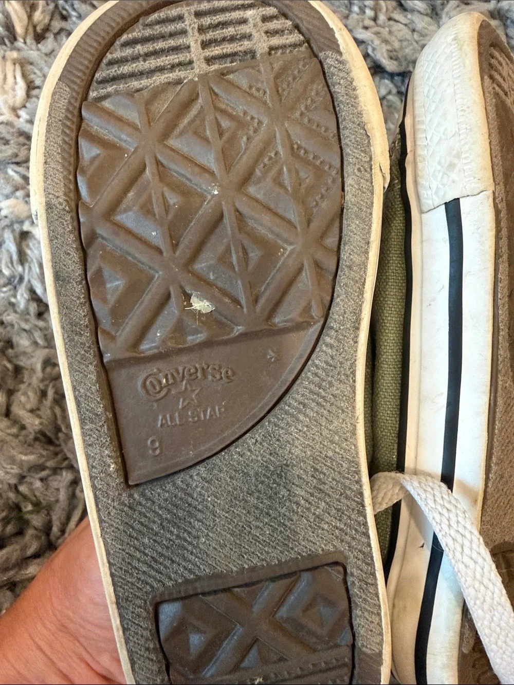 Converse Kids Low Top Sneakers in Olive Green with White Accents
